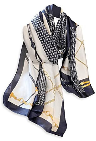 LumiSyne Seidenschal Damen Kette Streifen Gedruckt Paisley Muster Retro Luxus Stil Leicht Lange Große Schals Warme Seidentuch Halstücher Sonnencreme Stola Ganzjährig