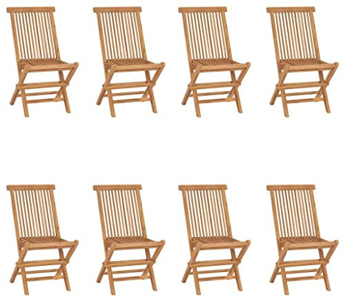 WIFESE Klappbare Gartenstühle Massivholz Teak Sessel Klappstuhl GartenmöBel Campingstuhl BalkonmöBel GartenmöBel Set Klappstuhl Holz Gartensessel KlappstüHle Outdoor MöBel 46x62x90 cm 8 STK.