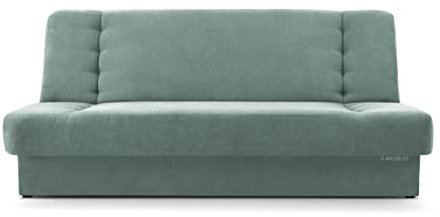 MOEBLO Schlafsofa Cyprus – Sofa Kippsofa Klappsofa Click-Clack Couch für Wohnzimmer Federkern Sofagarnitur Polstersofa mit Bettkasten und Schlaffunktion (BxHxT): 192x85x92 cm (Mint- Soro 34)