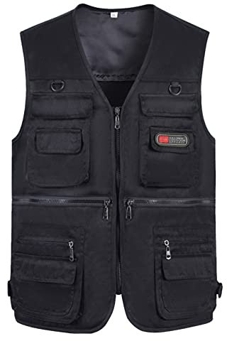 Gilet de Travail Sans Manches pour Homme - Veste d'Automne d'Extérieur Léger en Coton - Pour Pêche, Safari avec Poches Pratiques