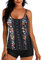 Xmiral Frauen mit Shorts Badeanzügen Plus Size Print Riemchenrücken Set Zweiteilige Badeanzüge Swimdress Armbänder Für Uhren