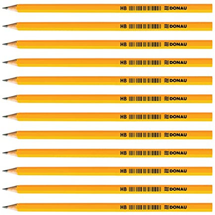 OFFICER PRODUCTS DONAU 7383001PL-99 Bleistift Holz/HB Bleistifte / 12 Stück / 12er Pack/Ungiftig/Farbe: Gelb