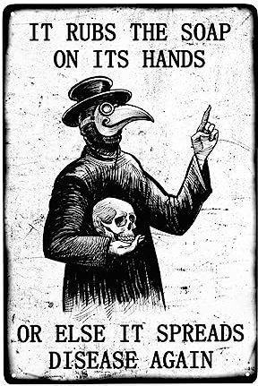 Wash Your Hand Plague Doctor Gothic Decor Blechschild Vintage Poster Blechmalerei Metallschild Dekor Eisenbeschichtung 20,3 x 30,5 cm