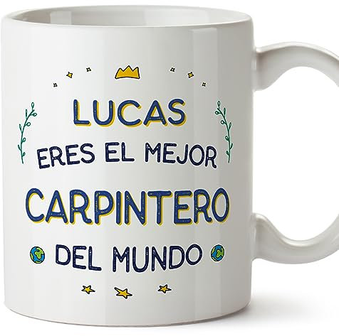 MUGFFINS Tazas Personalizadas para CARPINTERO hombre - En Español - Mejor del Mundo - 11 oz / 330 ml - Regalo Personalizable original y divertido