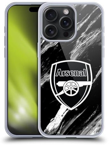 Head Case Designs Officially Licensed Arsenal FC Marble Crest Patterns Soft Gel Case Compatible With Apple iPhone 15 Pro Max