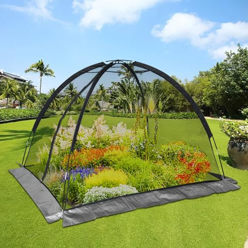 Kapler Pond Cover Net, 10x8FT Pond Cover Netting for Outdoor, Pond Cover Pond Dome with Zipper and Stakes, Pond Protector for Koi Ponds, Plants and Vegetables Protective Tent