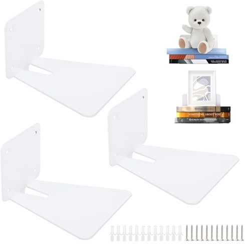 SWAWIS 3 Stück Unsichtbares Bücherregal Schwebendes Regal Schwebendes Bücherregal Wand Unsichtbares Buchregal Invisible Bookshelf Schwimmende Regale Metall Bücherregale für Taschenbücher