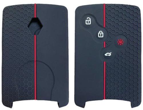 Kelay Housse de Protection Coque Clé Clio 4 en Silicone pour Clio Megane Scenic Duster Sandero Captur Twingo Koleos, Cas de Couverture de Clé de Voiture Renault - 4 Boutons Clef de Voiture (Rouge)