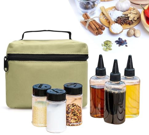 RoseFlower 6 pcs Portatile Bottiglia di Porta Condimento, Porta Sale Olio da Viaggioper Esterni Vaso di Spezie Condimento Trasparente e Bottiglia di aceto Contenitore per Il Trasporto Viaggi Campeggio