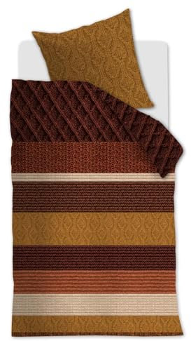 beddinghouse Flanell Bettwäsche Lowie Größe 135x200/80x80 cm, Terra