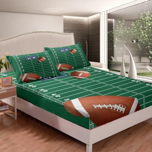 jejeloiu Football Fitted Sheet Full Size Boys Girls Teens