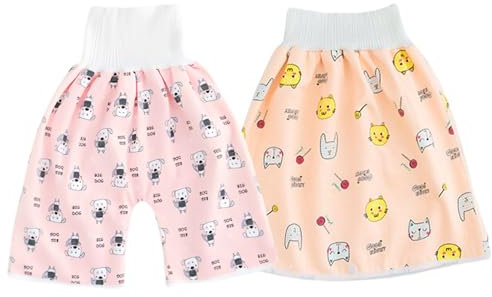 DUDUFUN 2 Stück Baby Kinder Kleinkinder Trainingshose Trainerhose Windelhose Windelrock Töpfchentraining für Jungen Mädchen Wasserdicht Saugfähig Trainerhose0-4 Jahre