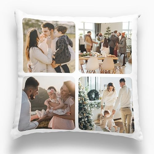 Yacheng Kissen Personalisiert, Kissen Selber Gestalten Doppelseitig Bedrucken,Abnehmbarem Und Waschbaren Schlafkissen Für Haus/Hotel/Foto Geschenkideen (4 Foto, 40 x 40 cm)