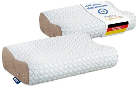 alpha mat Nackenstützkissen Seitenschläfer & Rückenschläfer, Orthopädisches Kissen gegen Nackenschmerzen mit Ventilation und Kühlender Stoff Alpha Cool, Ökotex Bio Wolle Bezug (Revelation 2er Set)