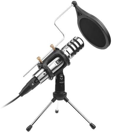 Docooler Multifunctional Condenser Microphone Recording Microphone Kit 3.5mm Jack Noise Reduction Clear No Delay 270° Rotating Angle Mobile Phone Computer Karaoke Voice Microphone