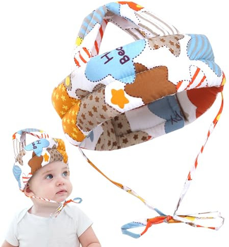 JCUGSBS Baby Helm Schutzhelm Säugling Kleinkind Kinder Anti-Kollision Kopfschutzkappe Schutzhut Baumwolle Hut Kopfschutzmütze Verstellbarer Kopfschutz, 6 bis 60 Monate Baby