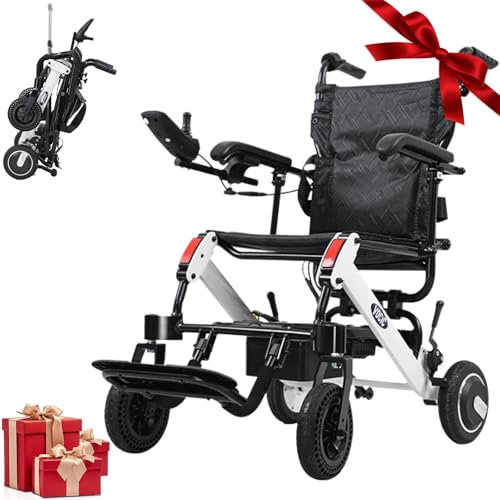 VOCIC V55 Elektrorollstuhl Faltbar Leicht 21KG,20KM Elektrischer Rollstuhl Schmal für Wohnung,Aluminium Rollstuhl Elektrisch bis 136KG,Leicht zu transportieren,Airline genehmigt