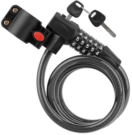 Bike Lock with Night Light + Keys + 5 Digit Key Combination Password Heavy Duty 120 CM Long Bicycle Lock, high Security Chain Cycle Lock, for Cycling Motorcycle Helmet