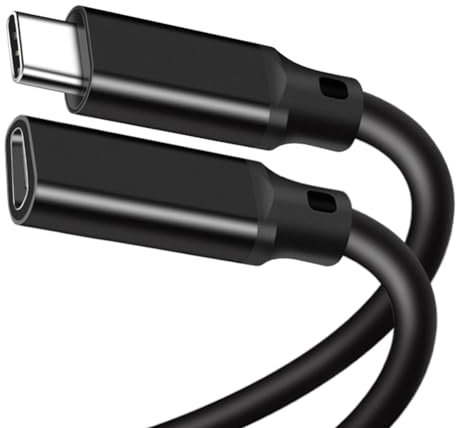 H.May USB C Cable de Extensión, Tipo-C USB 3.2 Gen 2(10Gbps) Extender macho a hembra, 4K @ 60HZ de carga rápida, para la transferencia de datos, carga, audio, dispositivos de vídeo-Negro (0.5meter)