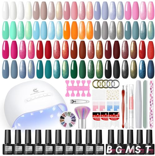 COSCELIA Kit Vernis Semi Permanent, 20 Couleurs Vernis Gel U V Semi Permanent avec Lampe à Ongles et Décoration et Outils pour les Ongles