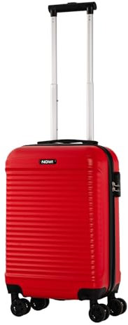 NOWI® Las Palmas Koffer Klein: 55x40x20cm, Leichter Hartschalenkoffer mit Rollen, 34L passend für Ryanair, Lufthansa & co. Kabinenkoffer, Robuster Hardcase Handgepäckskoffer (rot, M)