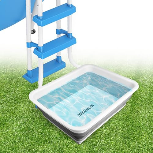 Desunqin 11.8 x 7.87 x 4.5 Pool Foot Bath Tray for Swimming Pool, Non- Slip Collapsible Foot Bath for Pool, Portable Foot Tub for Pool for Above Ground Pool Accessories, Rinse Feet Keep Pool Clean