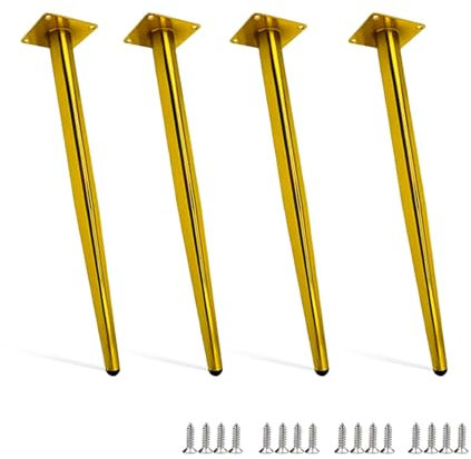 WWERTYY Lot de 4 Pieds de Meubles réglables en métal pour canapé, Armoire, Chaise, Commode, lit, Or 55 cm