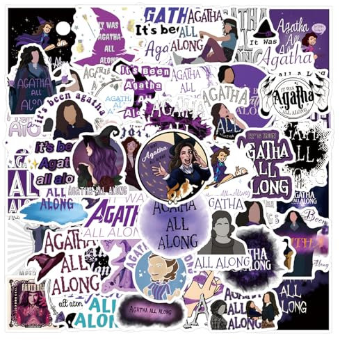 55 Pcs Agatha All Along Stickers for Laptop, Cool Decals for Teens Kids Boys Skateboard Phone