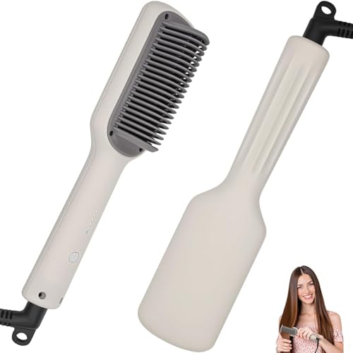 TANSHINE Klein Glättbürste für Reise,Haarglätter Bürste,Mini Glätteisen Locken Glätten Glättungsbürste,30s Schnelles Aufheizen,5 Temperatureinstellungen 130℃-200℃,Travel Hair Straightener Brush