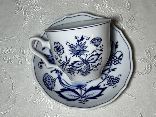 2 teiliges Zwiebelmuster Triptis Porzellan, Tasse und Untertasse