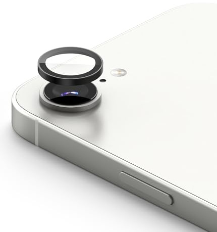 Ringke for iPhone 17e / 16e Camera Lens Protector, Black (2P) | Camera Lens Frame Glass, Individual Metal Ring Cover, 9H Anti-Scratch Tempered Glass, Easy Installation Tray