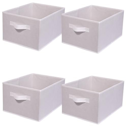 JAKAGO Foldable Wardrobe Storage Boxes 4 Pack, Superior Fabric Wardrobe Storage Organiser 39 x 29 x 20 cm, Clothes Drawers Organiser for Clothes Shirts Pants Towels Toys (White)