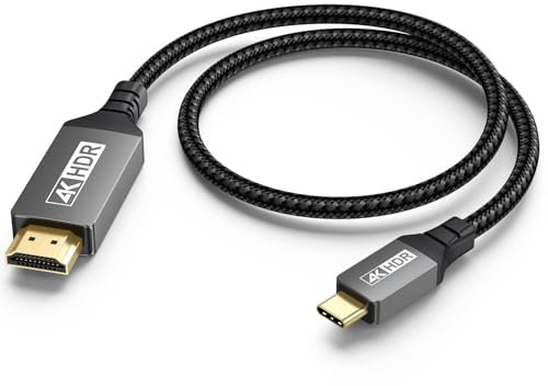 UVOOI Short USB C to HDMI Cable 1FT, [4K@60Hz] USBC to HDMI Cable Type C to HDMI Cord Thunderbolt 3/4/5 Compatible with iPhone 16/15 Series/MacBook Pro Air/Mac mini 2024/iPad Pro/Pixel/Galaxy S25