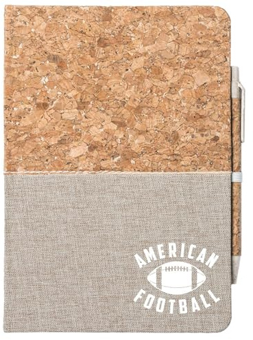 Huuraa Notizbuch A5 American Football Ball Geschenk | Journal 80 Blatt inkl. Kugelschreiber Tagebuch Geschenkidee Reisetagebuch unliniert Hardcover aus Kork und Baumwolle