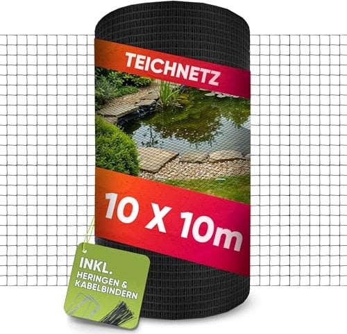 LAINFELD Teichnetz feinmaschig | 10 x 10 Meter | Witterungs- & UV-beständig | feinmaschig Vogelnetz Hühnernetz Balkonnetz gegen Tauben und Reiher