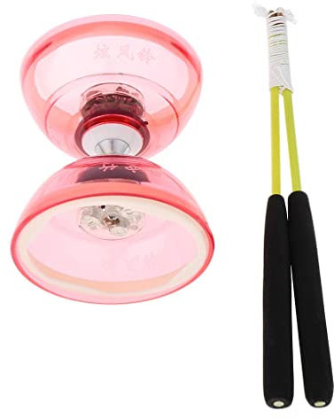 Folpus Professionelles 3 Lager Diabolo mit Stöcken Und Schnur, LED Gummiballspielzeug, Koordinationsspielzeug für Kinder Und Jugendliche, 5 Farben Zur Auswah, Rot