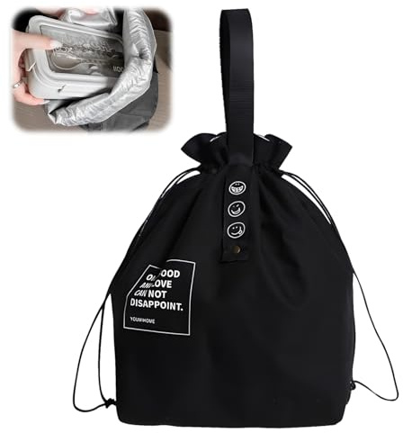 Bolsa Térmica Porta Alimentos PequeñA Porta Alimentos Pequeña Bolsa, Negro | Comida Loncheras De Trabajo Nevera Portatil Bolsa de Almuerzo Bolsa Termica Isotermica Merienda Infantil para Playa Picnic