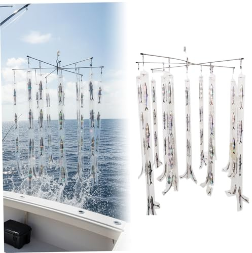 Monetais Offshore Fishing Gear, Stainless Steel Fishing Spreader Bar 156 Holographic Strips Saltwater Dredge Teaser for Tuna, Marlin