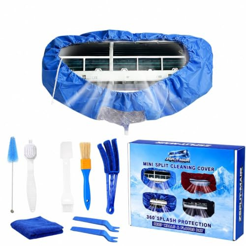 ZSPLIT-MAIR Kit pulizia condizionatore 360° professionale per climatizzatore split e condizionatori a parete, telo pulizia con accessori per una pulizia facile in casa (Azzurro Chiaro, M)