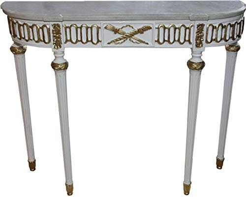 Casa Padrino Barock Konsolentisch mit Marmorplatte, Weiss/Gold 112 cm - Barock Konsole - Limited Edition Konsole