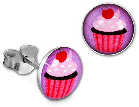 SilberDream Ohrstecker 8mm rosa pink Ohrringe Silber Cupcake Kinder D1SDO85134