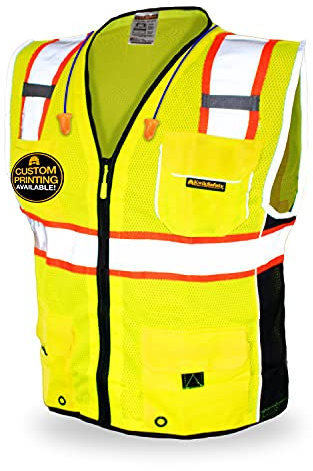 KwikSafety - Charlotte, NC - CLASSIC & SUPREME Sicherheitsweste [Jumbo-Tasche] Klasse 2 Arbeit PSA ANSI geprüft OSHA-konform, Gelb | 1 Packung, Large