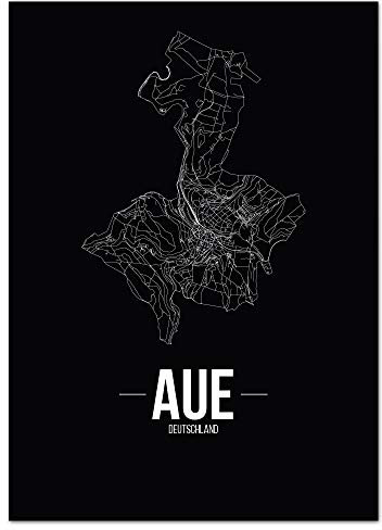 JUNIWORDS Stadtposter - Wähle Deine Stadt - Aue - 40 x 60 cm Poster - Schrift B - Schwarz