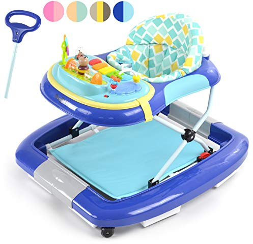 Daliya® BEBISTEP 4in1 Spiel- und Lauflernwagen - Gehfrei mit Schaukelfunktion Babywalker Lauflernwagen Laufhilfe Babywippe mit Musik- & Spielecenter & Esstisch (Blau)