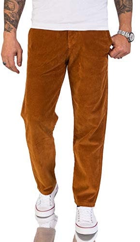 Rock Creek Herren Cord Hose Regular Fit Chino Hose Klassische Hosen Herrenhose Straight Cut Chinos Herren Cordhosen RC-2156 Orange W33 L34