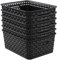 Sandmovie Plastic Woven Storage Baskets, Black, 6 Packs