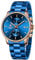 GOLDEN HOUR Herren Uhren mit blau beschichtetem Edelstahl und Metall Casual Wasserdicht Chronograph Quarzuhr Auto Datum in Roségold Zeiger