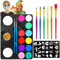 FHzytg Halloween Kinderschminke Set, Waschbar Face Paint Bodypaint Schminke Kinder, mit 15 Farben Schminkpalette, Professionelle Schminkset Halloween Gesichts-Make-Up