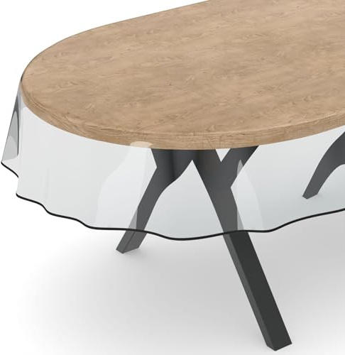 ANRO Transparente Tischdecke Schutzdecke Glasklar Durchsichtig Klarsichtfolie - Marta - 0,3mm Oval 240x140cm Farbe Schwarz