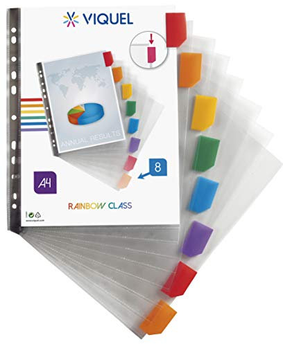 Viquel - 8 x A4 Maxi - Rainbow Class Dividers - Customisable Tabs